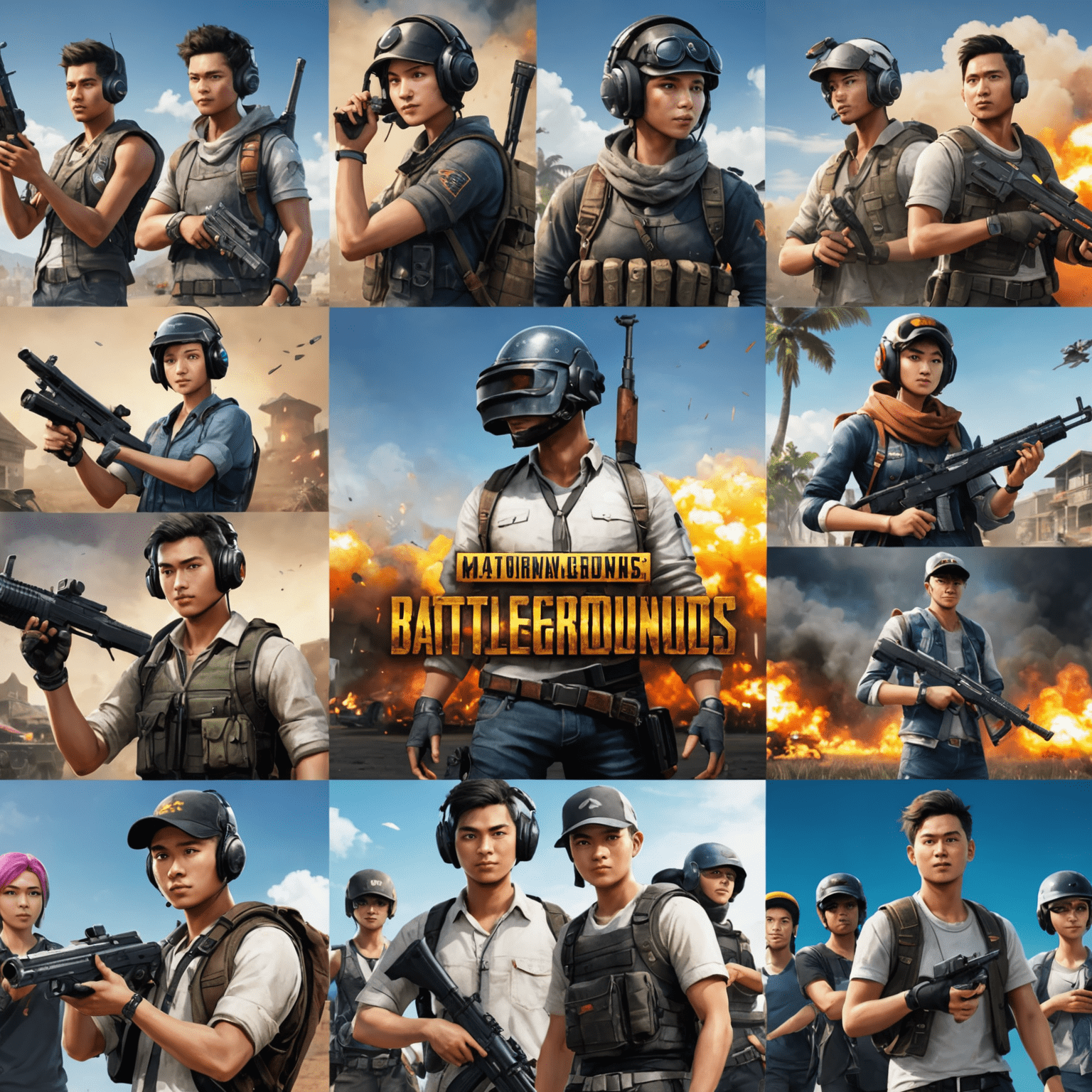 A collage of popular online games played in Malaysia, including Aviator, PUBG, and Mobile Legends, with a background showing a group of diverse Malaysian gamers enjoying gaming together