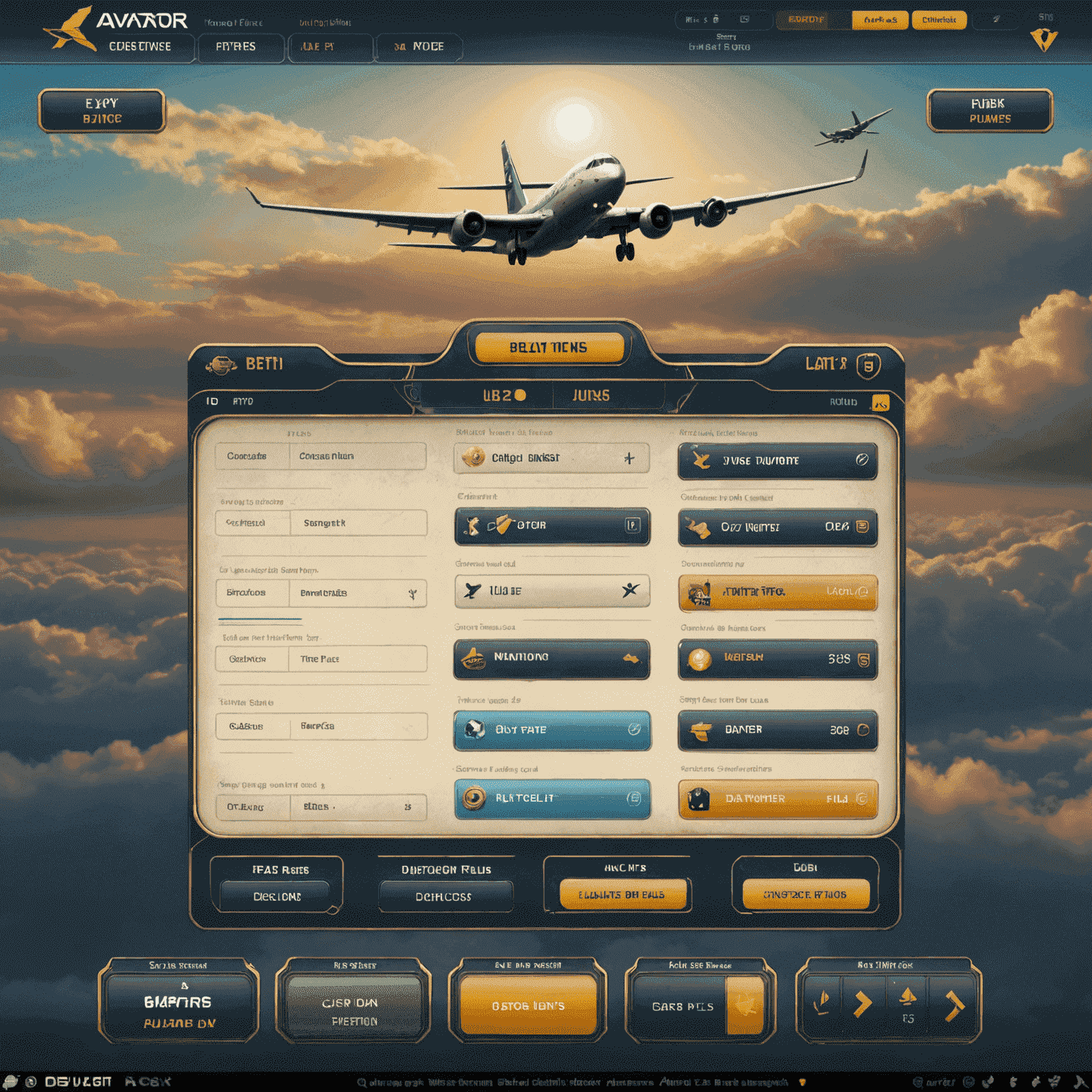 Screenshot of Aviator online game interface with a plane flying and betting options