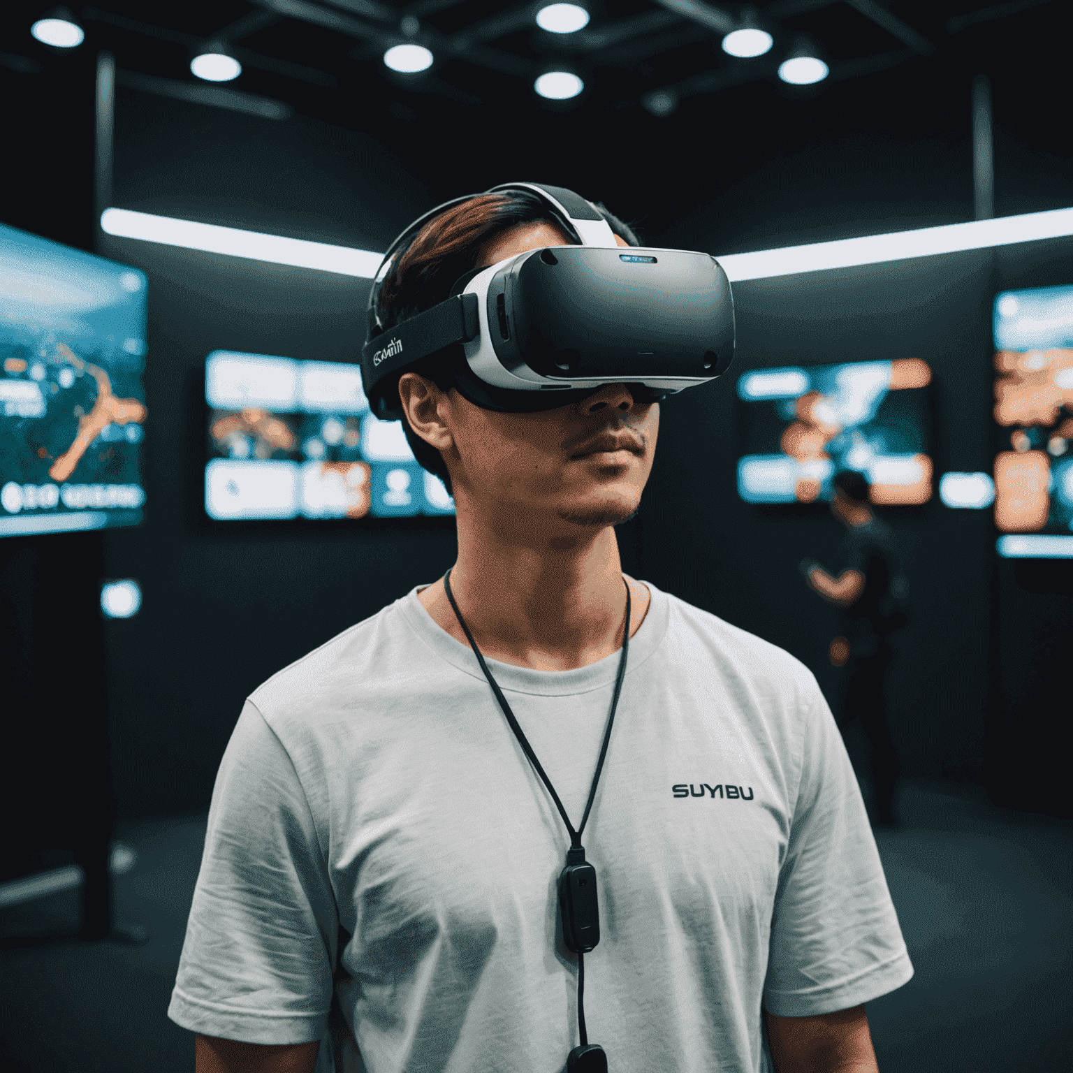 A person wearing a VR headset, showcasing the potential of virtual reality technology in the future of online gaming in Malaysia